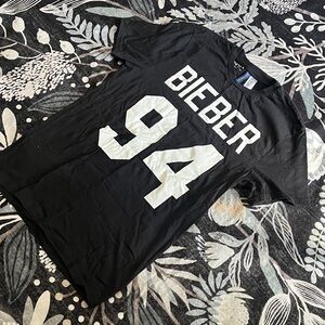 Justin Bieber Black Graphic T-Shirt with White Print H&M